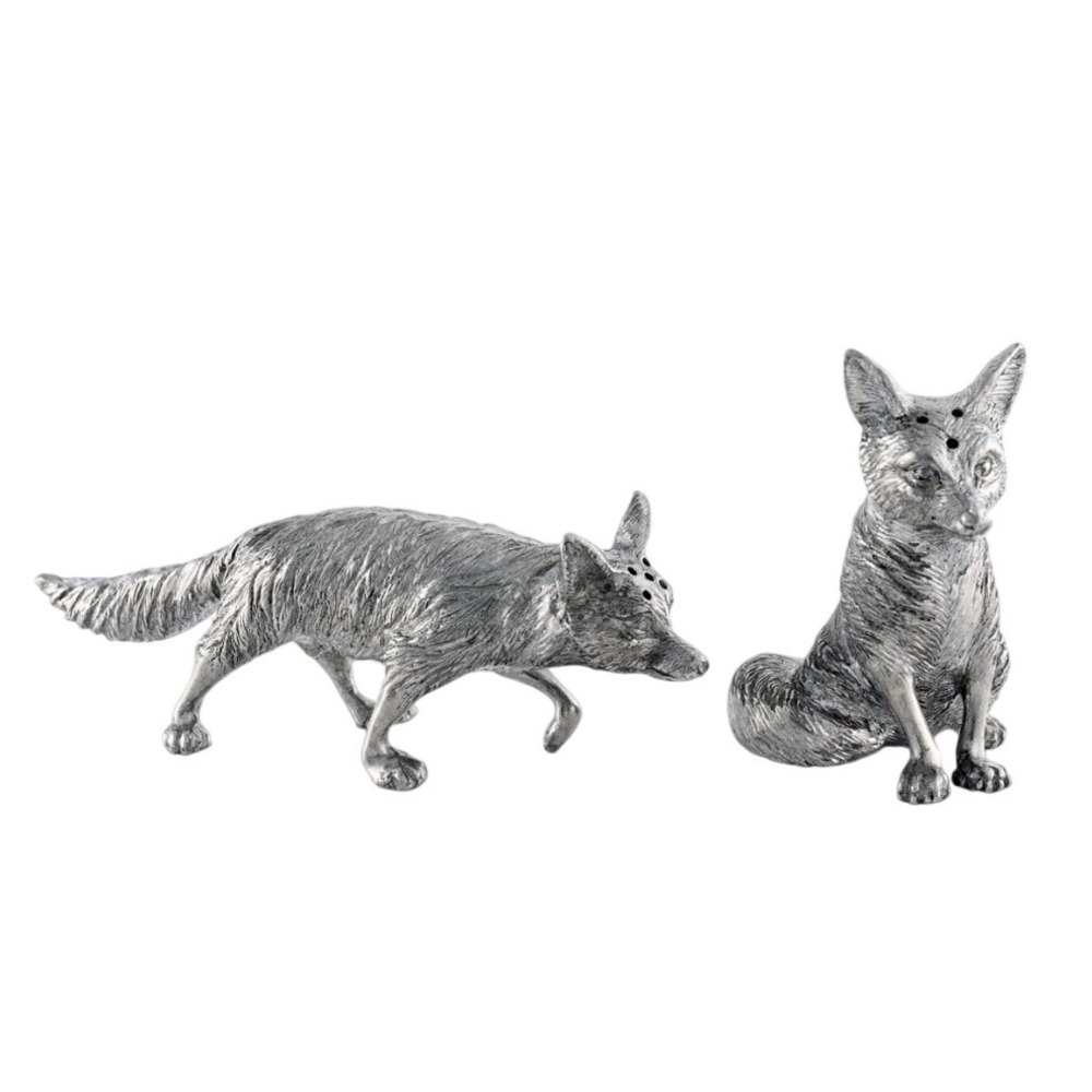 Vagabond House Pewter Fox Salt and Pepper Shakers NEW in Box